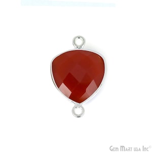 Red Onyx , Bezel Trillion Shape Connector, 14mm Trillion Silver Plated, Double Bail GemMartUSA (CN-10196)