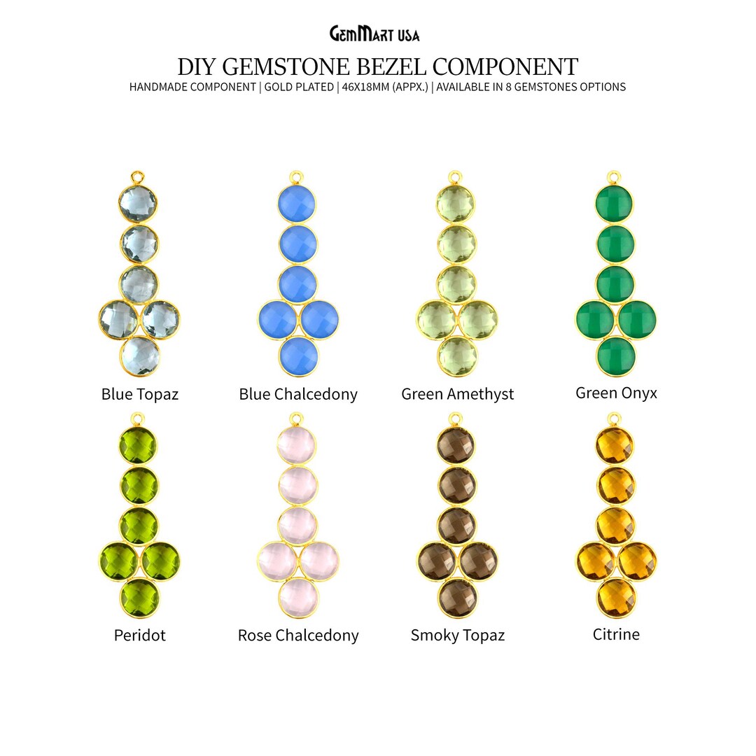 Bazel Component Gemstone Bezel Component, Gold Plated Connector, Bezel Setting, 24k ...