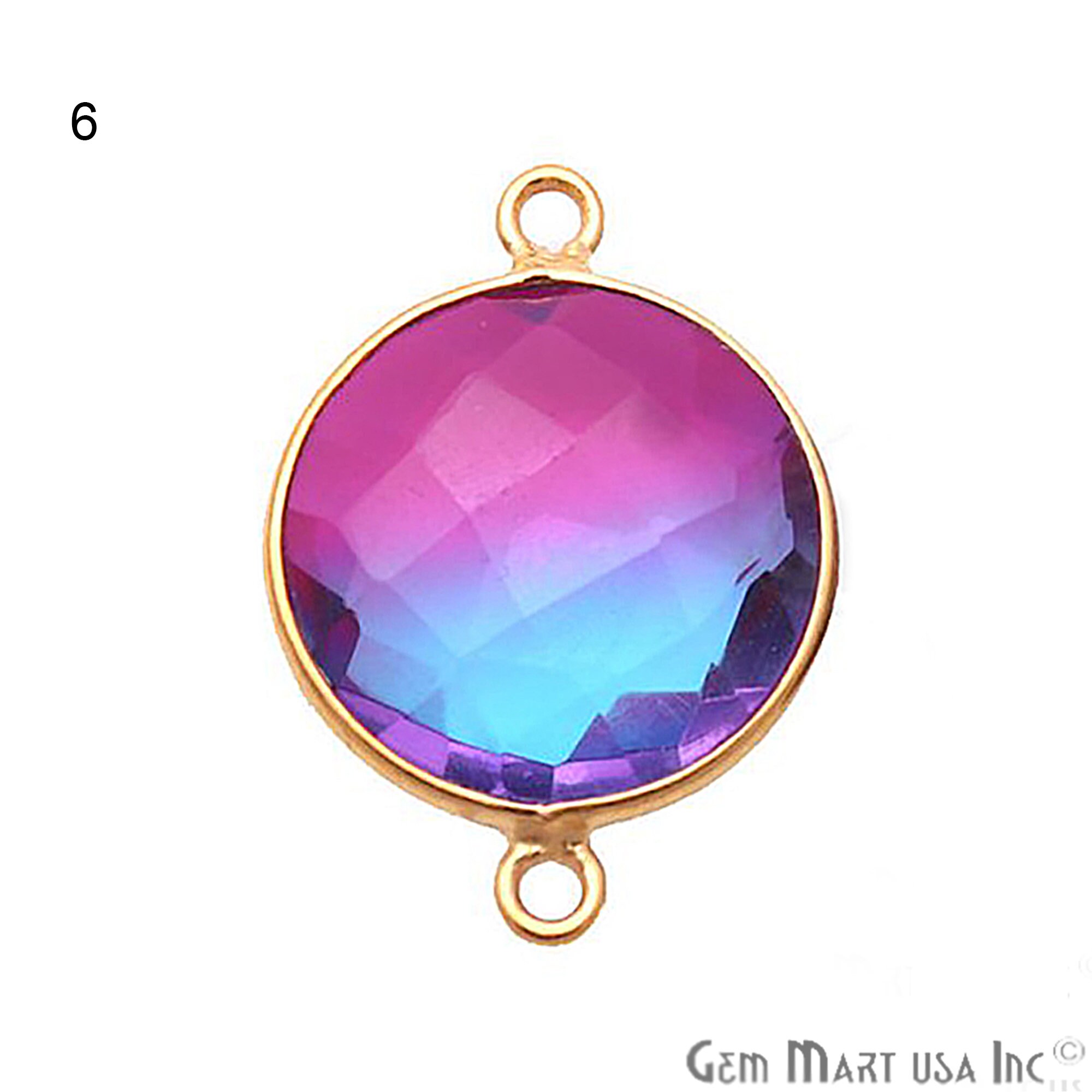 Round 14mm Gemstone Connector Gold Plated Jewelry Supplies Etsy