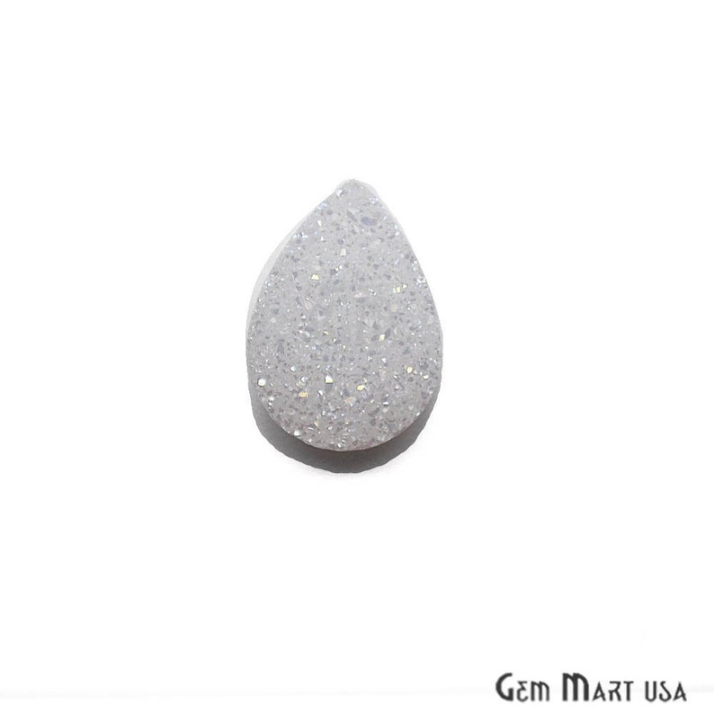 White Druzy Cabochon WZ-80019 GemmartUSA Pear Druzy Cabochon White Pear Druzy Cabochon Jewelry Supplies Druzy Cabochon