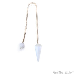 Selenit Pendel, Natürlicher Edelstein Anhänger mit Silber Kette für spirituelle Klarheit, Wahrsagen & Meditation, SPNI-14299