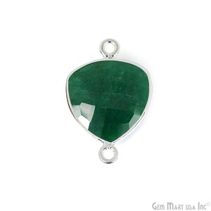 Natural Emerald, Bezel Trillion Shape Connector, 16mm Trillion Silver Plated,Double Bail GemMartUSA (EM-10197)