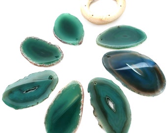 Green Agate Slice Wind Chime, Natural Gemstone Wind Chime, Garden Décor, Home Décor, Melodic Tones, GemMartUSA (WIND-10005)