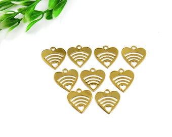 Heart Shape Charms 16mm Dainty Jewelry Charm for Bracelet, Dangle Charm Gold Plated Finding, Coins For DIY, GP-55106
