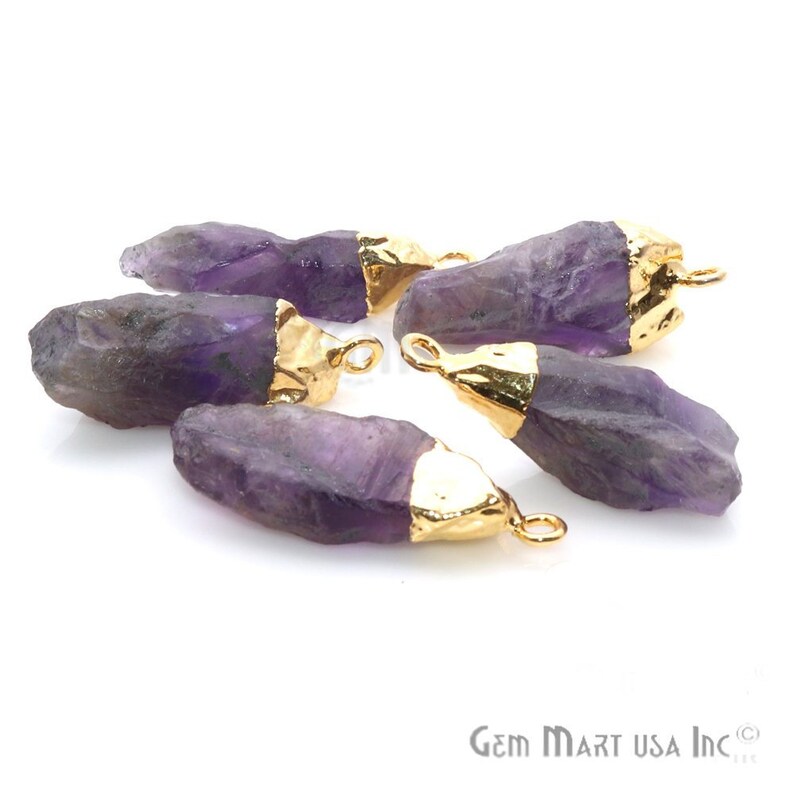 Raw Crystal Earring AM-50050 Amethyst Point GemMartUSA Raw Crystal Necklace February Birthstone Amethyst Geode Raw Amethyst Necklace