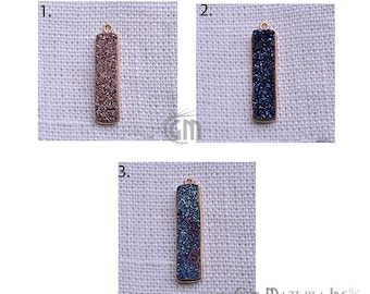 Gemstone Druzy Connector, Rectangle shape Connector, Gold Plated Druzy Connector, Gemstone Pendant, Jewelry Making Supply, (11239)