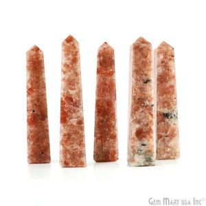 Sunstone Gemstone Rectangle Tower Shape 4Inch Crystal Tower Obelisk Healing Meditation Gemstones, Sunstone Polished Tower, (SN-14208)