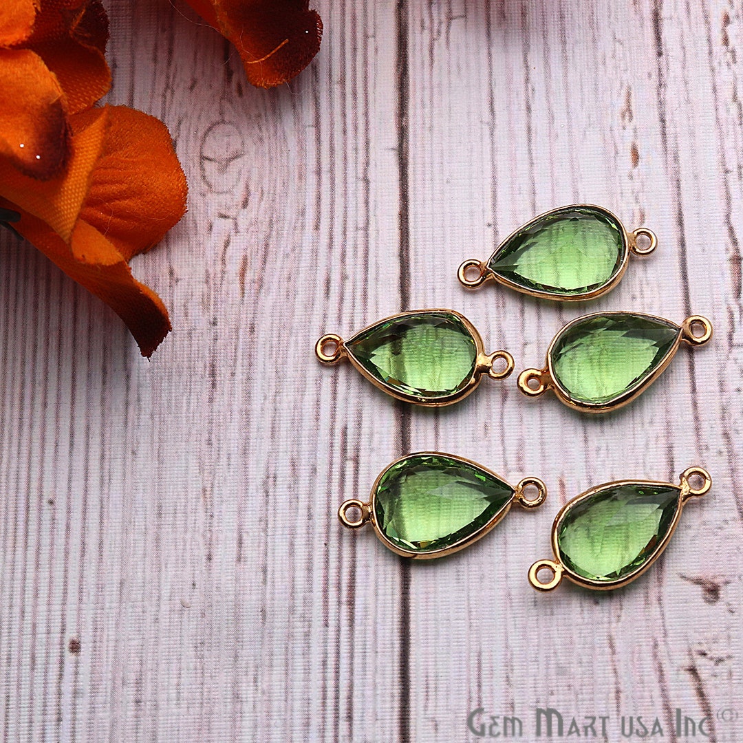 Peridot Quartz Connector, Gemstone Connector, Connector Bezel
