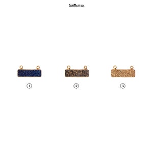 May include: Three gold-toned rectangular connector pieces with different colored glitter finishes: blue, black, and gold. GemMart USA is printed at the top of the image.