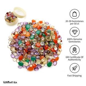Mix Wholesale Gemstones, 100% Natural Semi-Precious Gems, Multi Color Faceted Loose Gems, 4-8mm, Mixed, 50 Carats, GemMartUSA, MX-60001