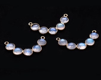 DIY Rainbow Moonstone Component, 7x31mm Smiley Shape Chandelier Finding, Filigree Finding, October Birthstone, GemMartUSA (GPRM-13079)