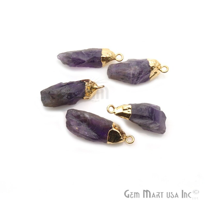 Raw Crystal Earring AM-50050 Amethyst Point GemMartUSA Raw Crystal Necklace February Birthstone Amethyst Geode Raw Amethyst Necklace