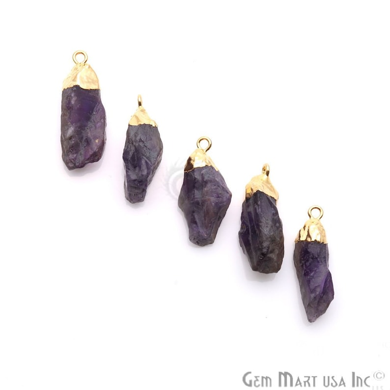 Raw Crystal Earring AM-50050 Amethyst Point GemMartUSA Raw Crystal Necklace February Birthstone Amethyst Geode Raw Amethyst Necklace