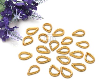 Lote de 10 ganchos para colgantes de oro, ganchos para colgantes de collar, ganchos para colgantes chapados en oro, accesorios de oro, suministros para la fabricación de joyas GemMartUSA (GP-50011)
