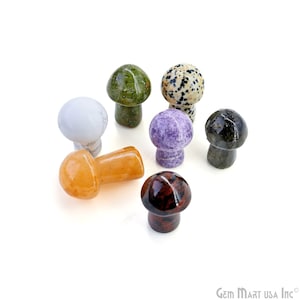 Crystal Mini Mushroom Gemstones, Tumbled Crystal Healing Stones, Plant décor, Hand Carved Crystal Gift, DIY Jewelry, GemMartUSA, 14300