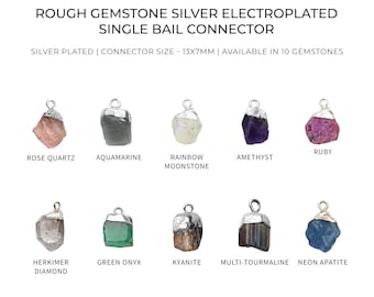 Rough Gemstone Necklace Pendant, Raw Free From Silver Electroplated Gemstone, Birthstone Gemstone Jewelry, GemMartUSA, 50469