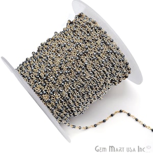 Pyrit Rondelle Perlen Rosenkranz Kette, vergoldete gewickelte Rosenkranz Kette, Pyrit Perlen Kette, GemMartUSA (GPPY-30000)
