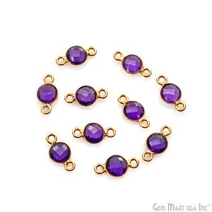 May include: Ten gold-toned connectors with purple amethyst gemstones. Each connector has two loops for attaching to jewelry.