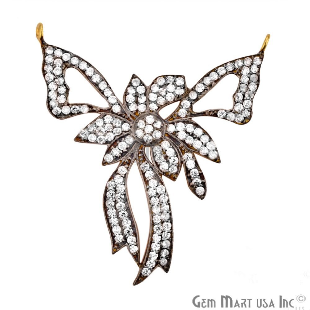 Cubic Zircon Pave 'mosquito' Charm in Gold Vermeil 39mmx28mm