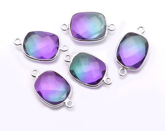 Blue Quartz, Purple Gemstone, Aura Quartz, Doublet Quartz,  Apple Aura Quartz, 10x12mm Octagon Shape,GemMartUSA (GP-10175)