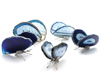 Blue Agate Slice Butterfly, Home Decor, Boho Decor, Agate Slice, Butterfly Wings, Agate Geode, Gemstone Butterfly GemMartUSA (BFLY-10002)