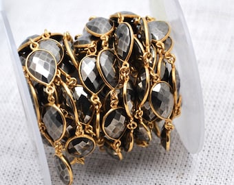 Pyrite Connector Chain, Gold Plated Chain, Continuous Chain, Bezel Chain Jewelry Making Supplies GemMartUSA (GPPY-20014)