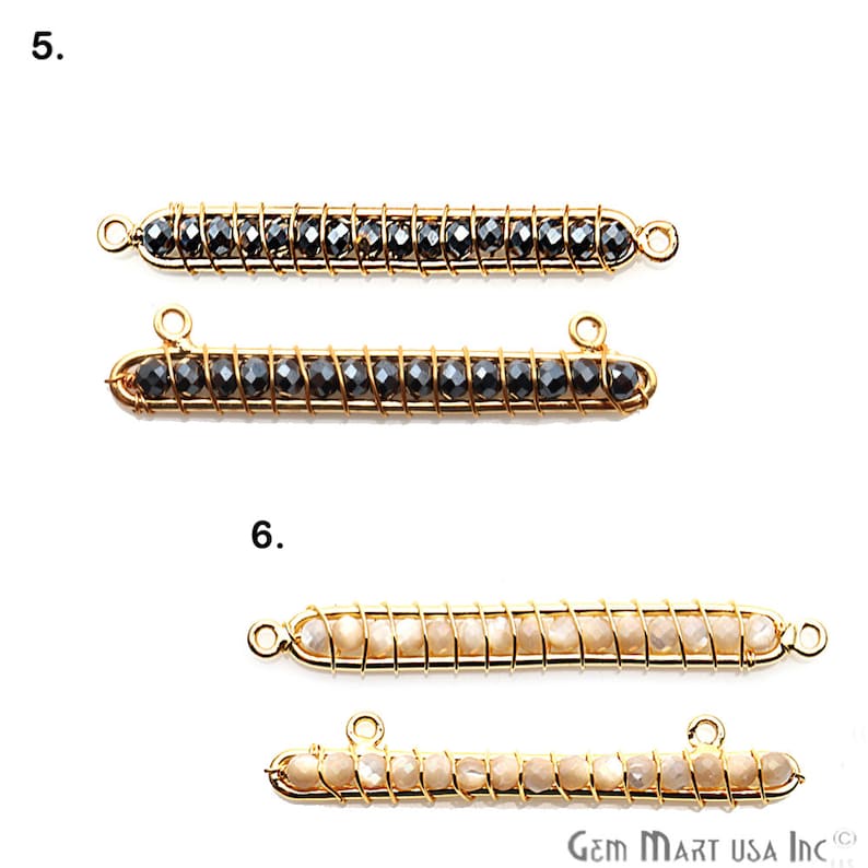 Wire Wrapped Beaded Gemstone Connector Gold Jewelry Earrings Etsy