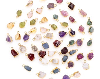 Colgante de gema orgánica facetada con tapa chapada en oro, pequeño colgante de cristal para la elaboración de joyas DIY, GemMartUSA, 50849