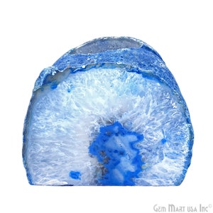 Blue Agate Crystal Votive Candle Holder, Crystal Cluster Tealight Holder by Gemmartusa (CDBU-10023)