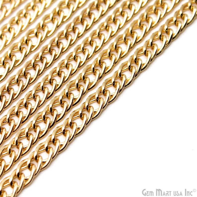 Necklace Chain Finding Link Chain GV-30034 GemMartUSA Gold Vintage Chain 7x10.5mm Gold Vintage Finding Gold Vintage Link Chain