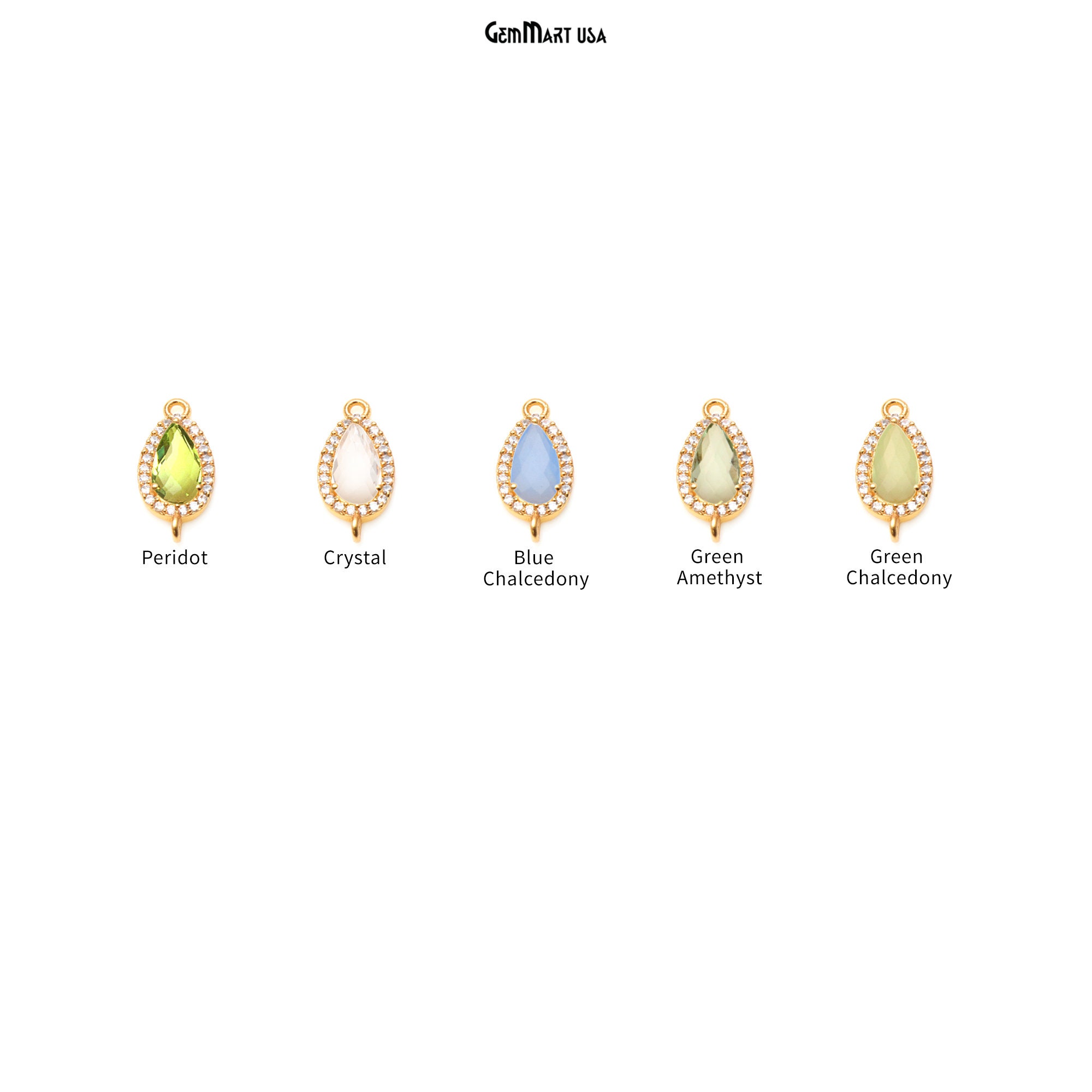 Single hole 5A Pear Double CheckerBoard Cubic Zirconia Stone