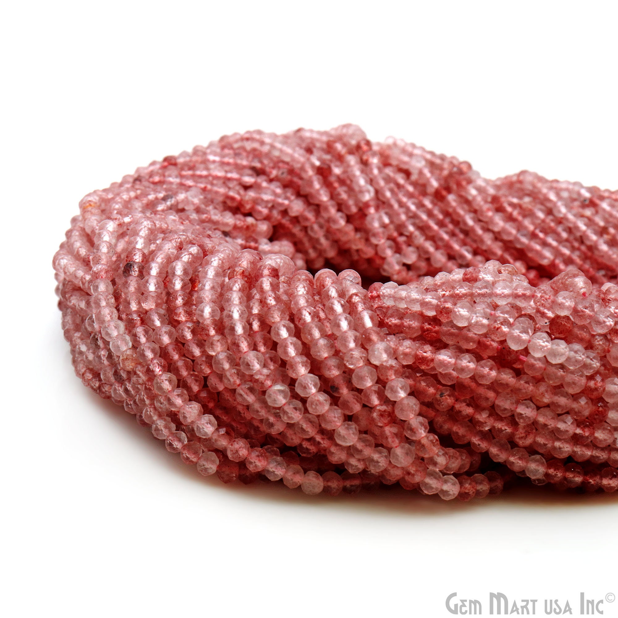 Strawberry Quartz Rondelle Beads, Faceted Gemstones,  3-4mm, Jewelry Making Beads, Bead Strands, Beads GemMartUSA (RLSQ-70002)