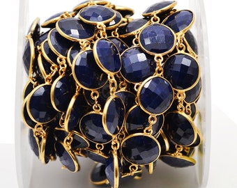 Sapphire Connector Chain, Gold Plated Chain, Continuous Connector Chain, Jewelry Making Supplies GemMartUSA (GPSH-20008)