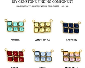 DIY Gemstone 18x12mm Gold Plated Chandelier Finding Component, Rectangle Shape, Filigree Finding,  GemMartUSA, 13129