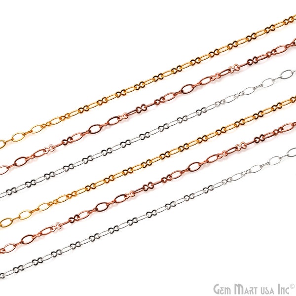 Infinity Link Chain For Jewelry Making, 4x2mm Figure Of 8 Chain Necklace, Gold/ Silver/ Rose Gold Plated Minimal Chain, GemMartUSA, 30071
