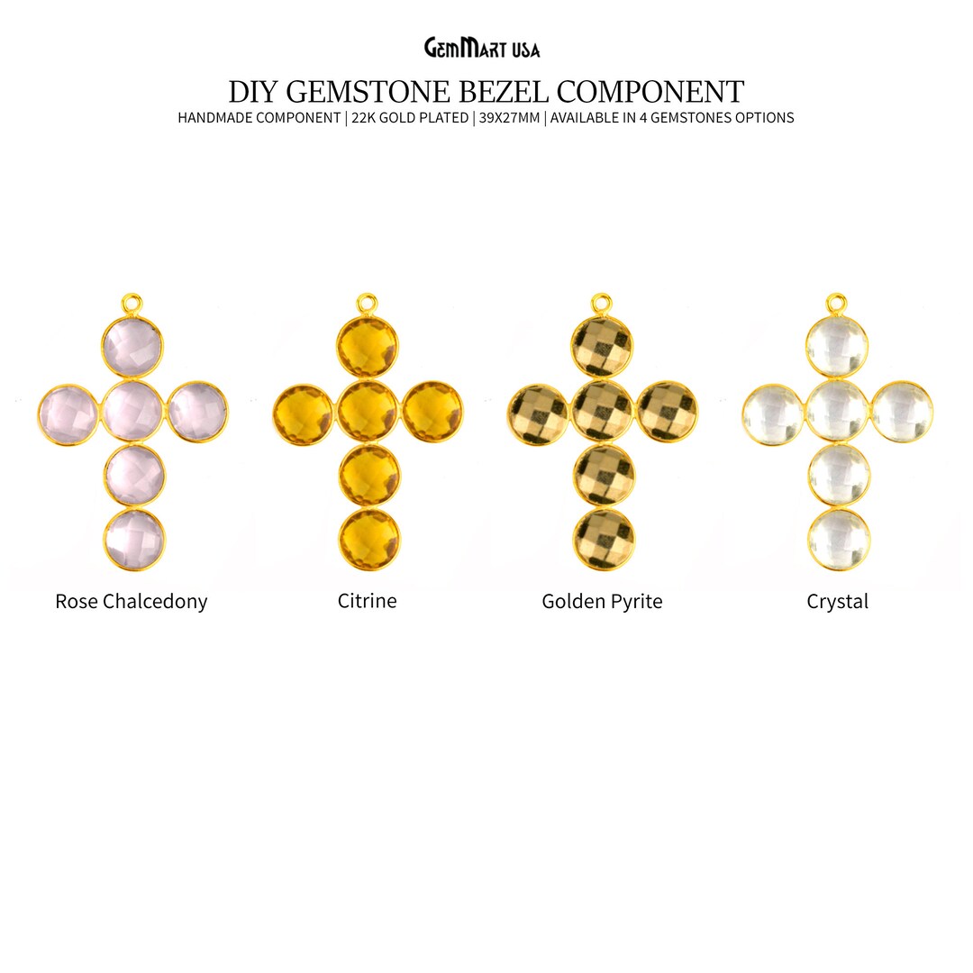 Bazel Component Gemstone Bezel Component 24k Gold Plated, 39x27mm,1 Piece Gemmartusa ...
