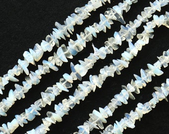 White Opal Chip Beads, 34 Inch, Natural Chip Strands, Drilled Strung Nugget Beads, 3-7mm, Polished, GemMartUSA (CHWO-70001)