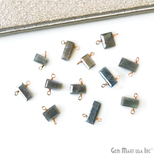 Mystique Labradorite Rectangle Bar Necklace Pendant, 15x13mm Gemstone Bar, Double Loop Wire Wrapped Side Bail Pendant, GPML-50675