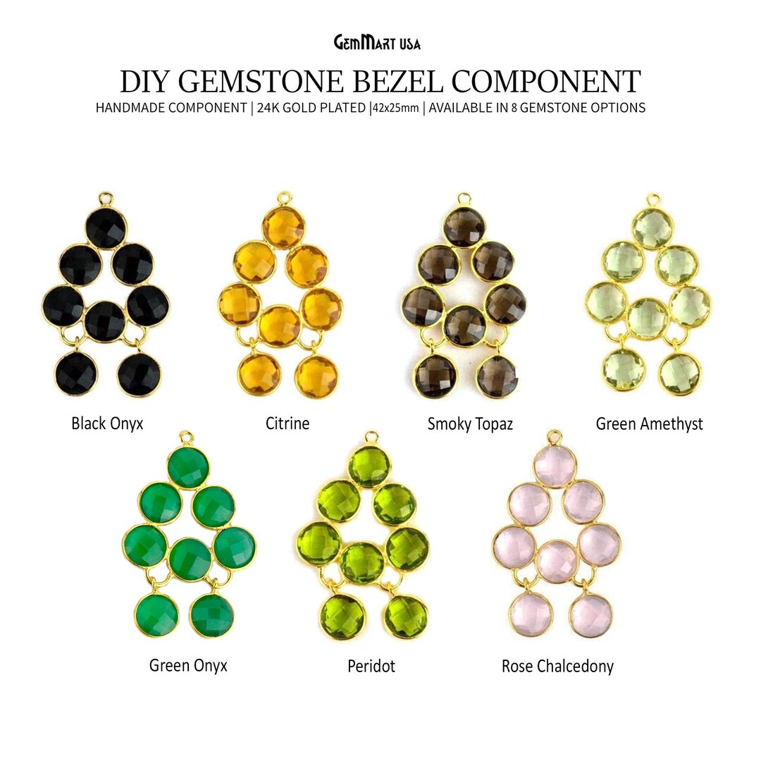 Bazel Component Gemstone Bezel Component, Gold Plated Connector, Bezel Setting, 24k ...