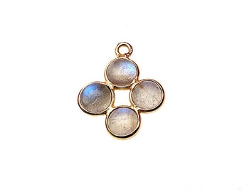 DIY, Labradorite Component, Chandelier Finding, Flashy Labradorite Finding, Earrings Making, Gold Bail, 20x17mm, GemMartUSA (GPLB-13076)