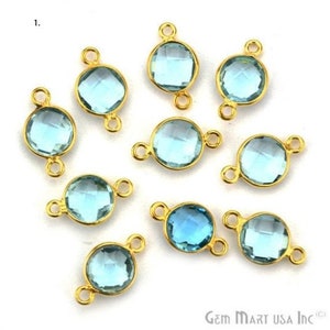 Gemstone Bezel Connector, 8mm Round Shape Connector, Gold Connector ...