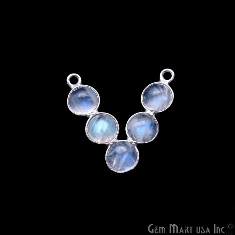 SPRM-13083 October Birthstone GemMartUSA DIY Rainbow Moonstone Component Filigree Finding 22x19mm V-Shape Chandelier Finding