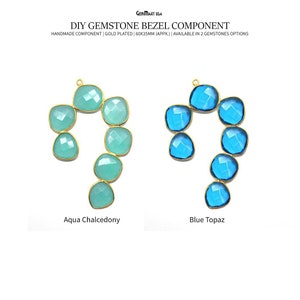 Gemstone Earring Component, Gold Plated Bezel Component, Earring Finding, Gemstone Component, Jewelry Making Supply, (13036)