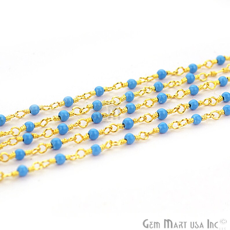 Turquoise Chain Rosary Chain Faceted Beads Chain Tiny Bead Etsy