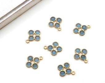 Handcrafted Iolite component connector, Gold Plated connector, Round cut Pendant, Single Bail Connector 15X9MM (GPIO-13069)