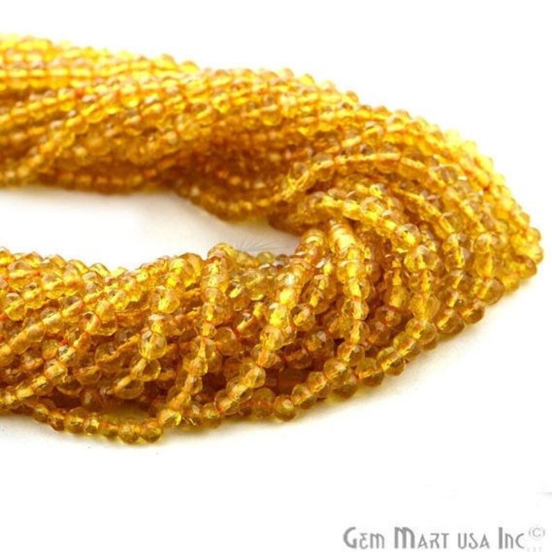 Citrine Rondelle Beads, Natural Citrine Beads, Handcrafted Meditation Bracelet, Beaded Curtain, DIY Jewelry Making Supply RLCT-70002 image 2