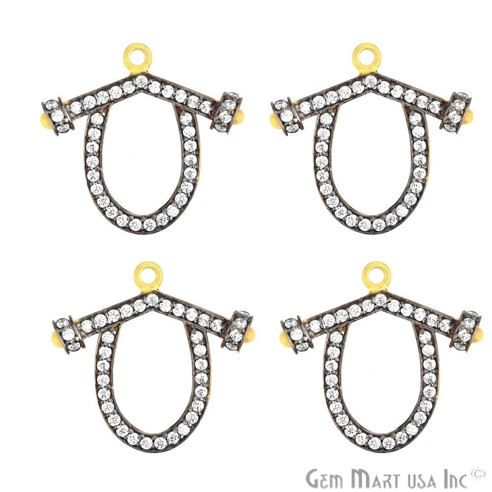 Cubic Zircon Pave 'round' Charm in Gold Vermeil 11mmx17mm