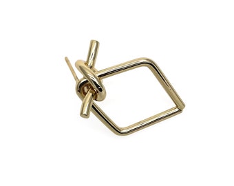 DIY Square knot Wire Gold Plated 32x18mm Minimalist Stud Earrings, GemMartUSA, GPCH-25226