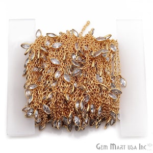 White Zircon Connector Chain, Continuous Connector Chain, Marquise Shape Connector Chain, Jewelry Making Supplies, GemMartUSA (20043)