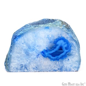 Blue Agate Crystal Votive Candle Holder, Crystal Cluster Tealight Holder by Gemmartusa (CDBU-10033)
